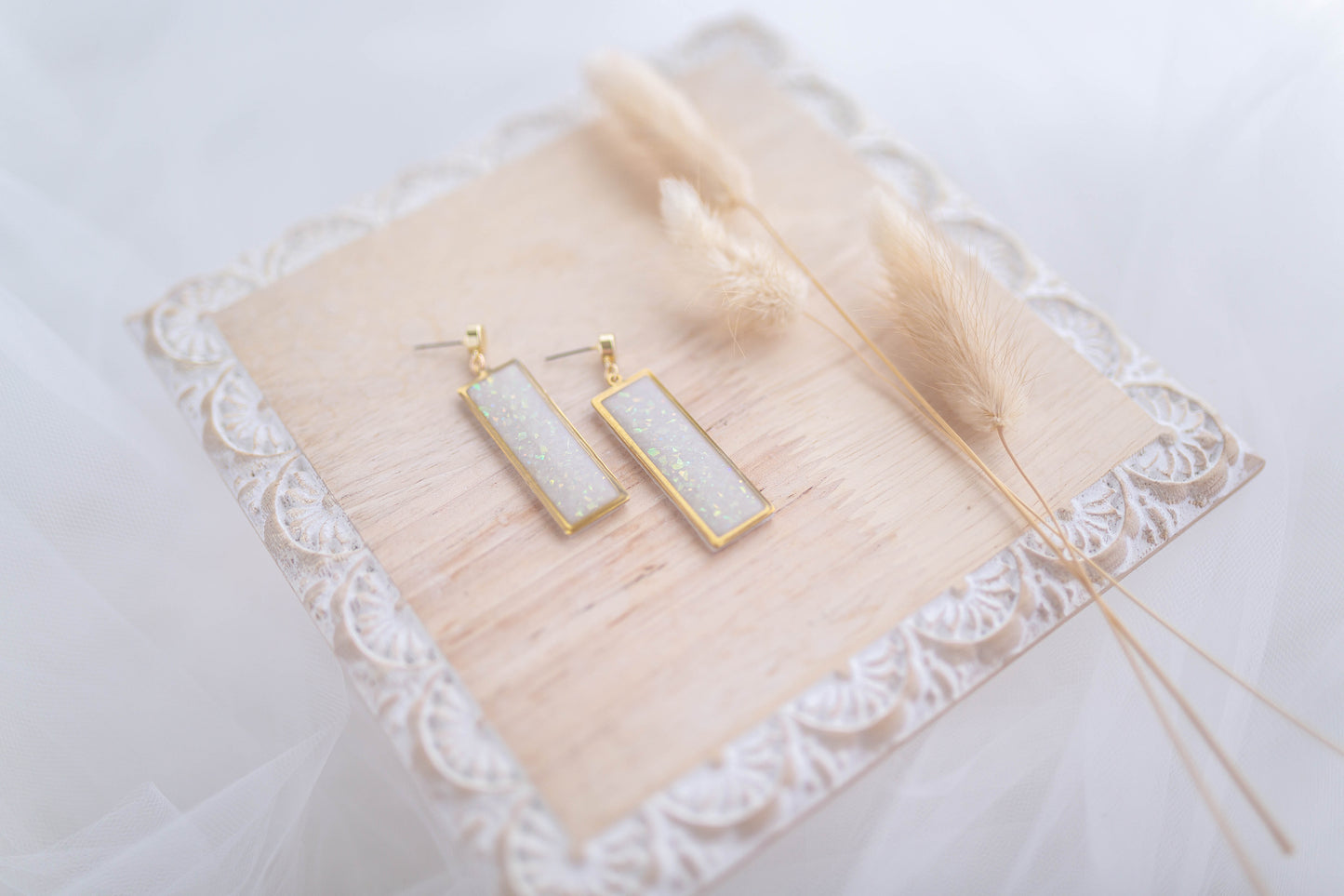 Clay Earrings | Opal Window Dangles | Luxe Collection