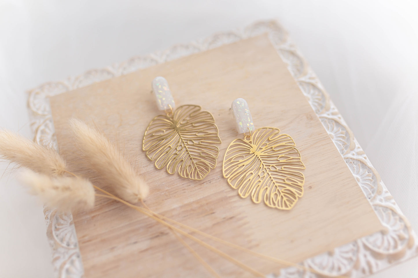 Clay Earrings | Opal Leaves | Luxe Collection
