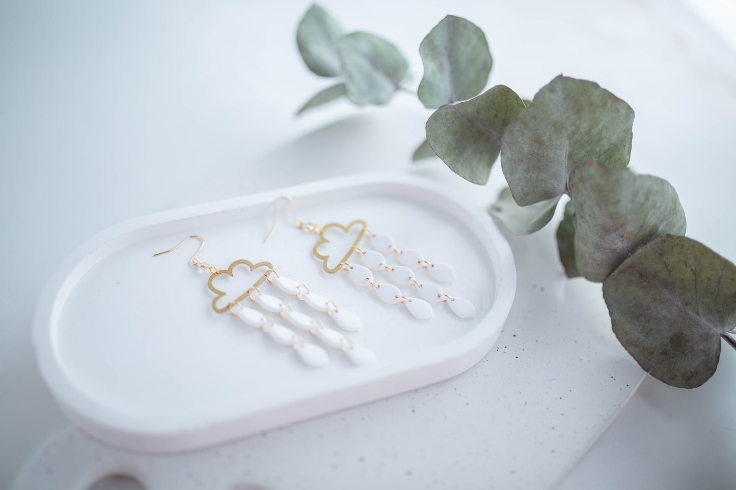 Clay Earrings | Rain + Storm Cloud Dangles | In Bloom Collection