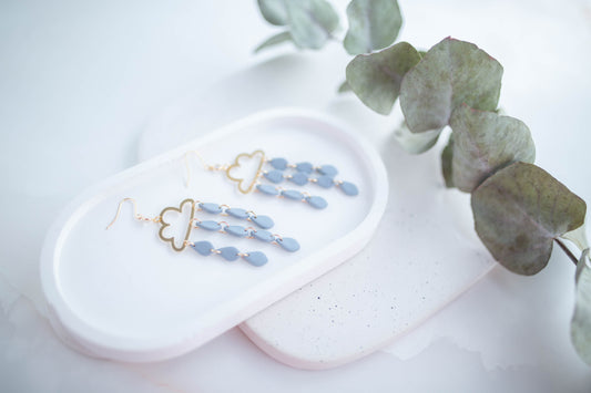 Clay Earrings | Rain + Storm Cloud Dangles | In Bloom Collection