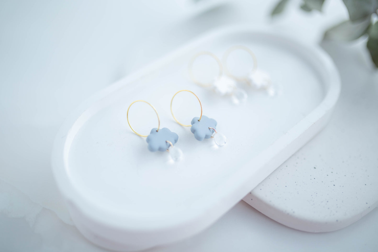 Clay Earrings | Mini Rain + Storm Cloud Hoops | In Bloom Collection