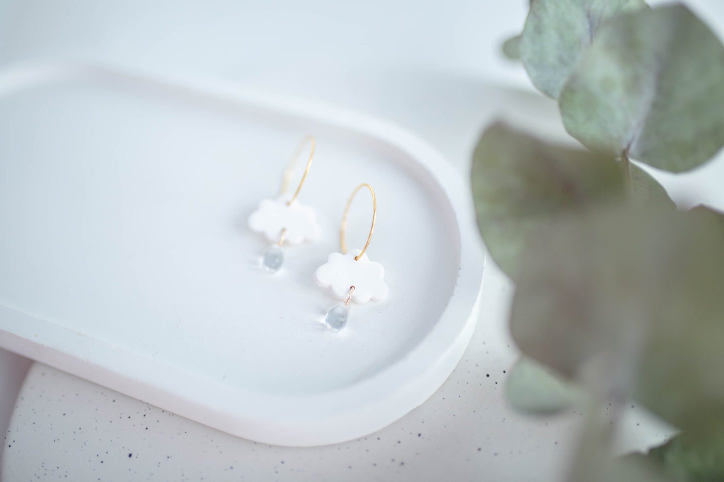 Clay Earrings | Mini Rain + Storm Cloud Hoops | In Bloom Collection