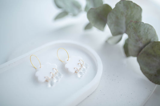 Clay Earrings | Rain + Storm Cloud Hoops | In Bloom Collection