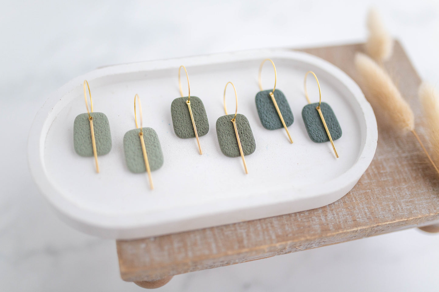 Clay Earrings | Simple Square Hoops | Botanica Collection