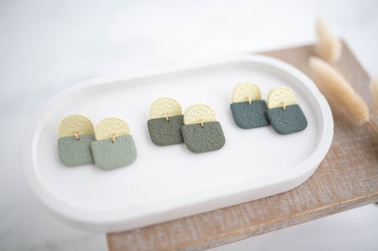 Clay Earrings | Square Dangles | Botanica Collection