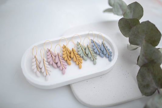Clay Earrings | Long Leaf Hoops | In Bloom Collection