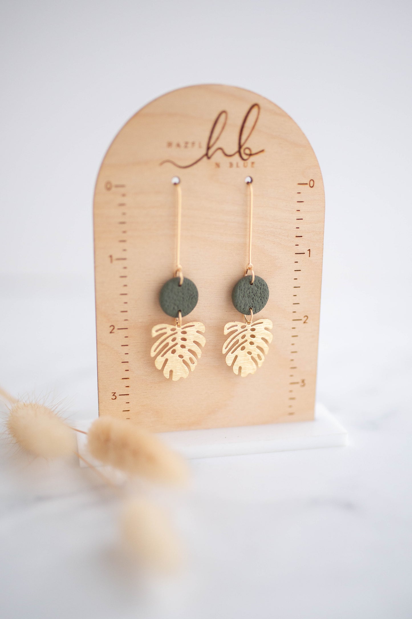 Clay Earrings | Monstera Longline Dangles | Botanica Collection