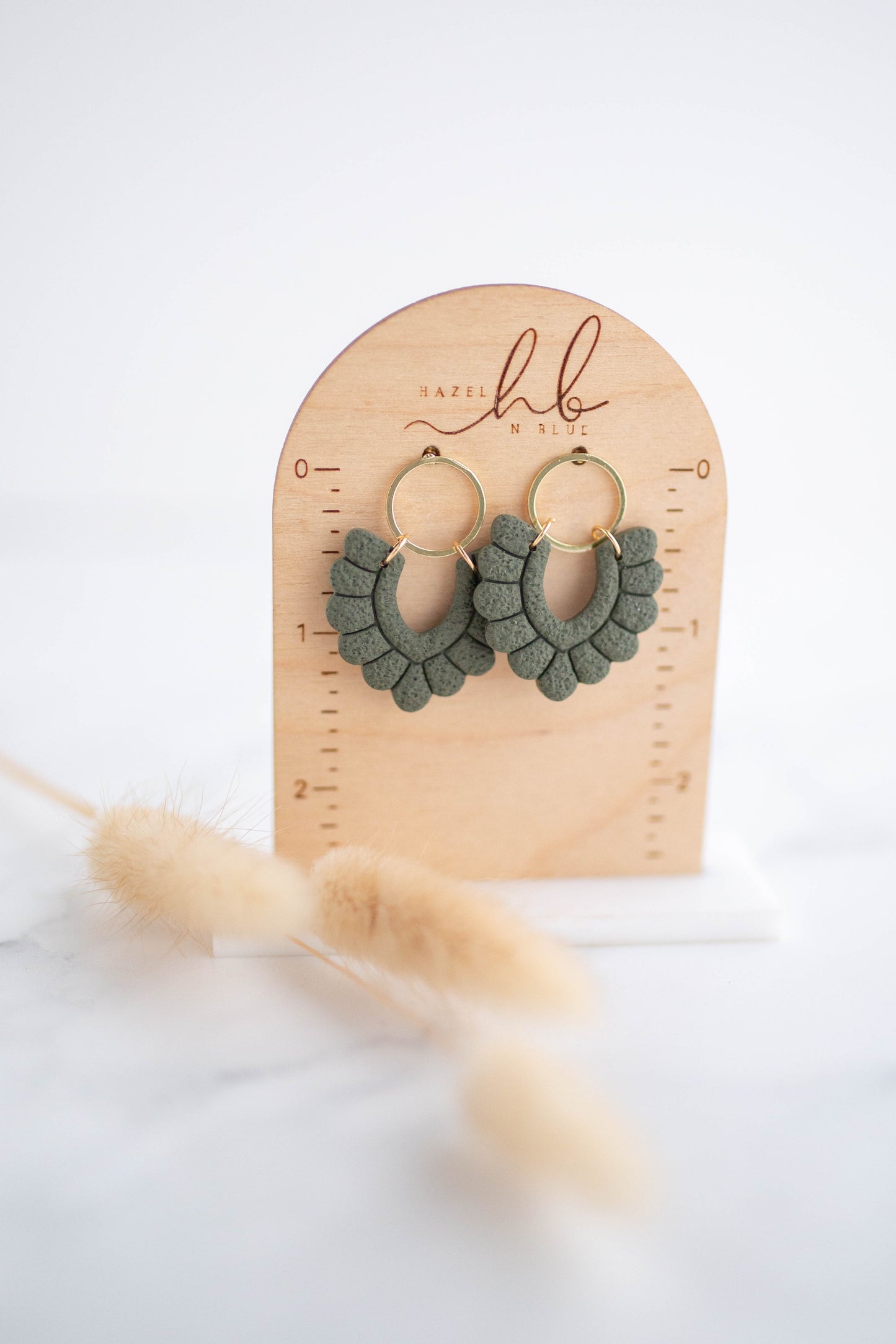 Clay Earrings | Scallop Dangles | Botanica Collection