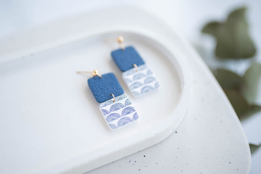 Clay Earrings | Square Hope Dangles | Indigo Daydream Collection