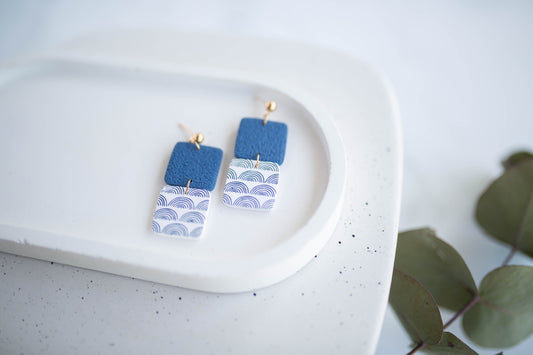 Clay Earrings | Square Hope Dangles | Indigo Daydream Collection