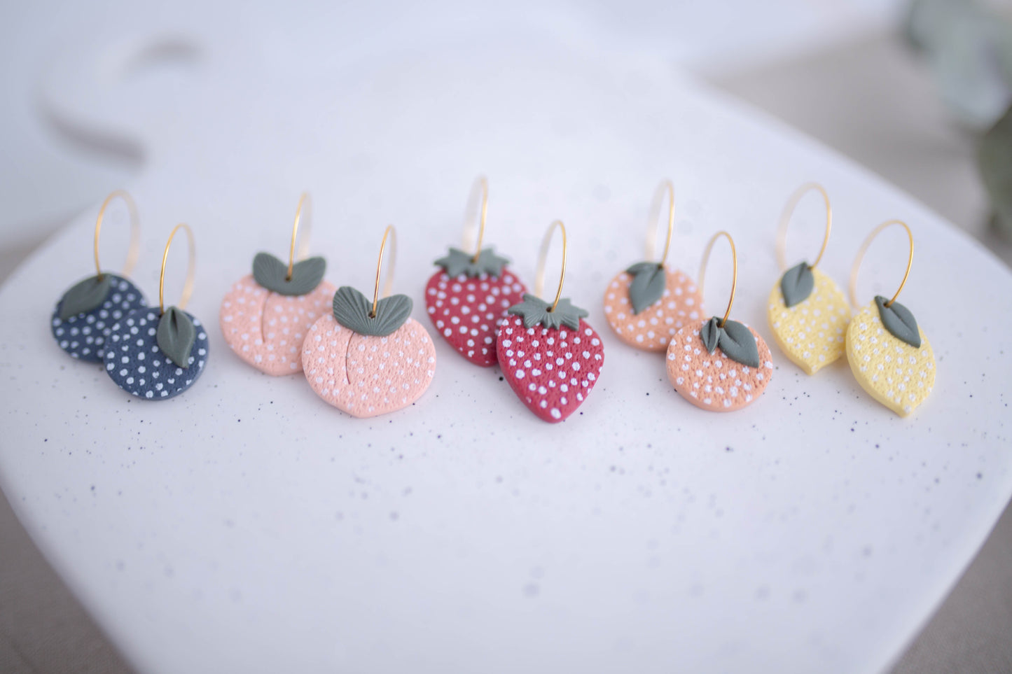 Clay Earrings | Fruit Mini Hoops | Picnic Basket Collection