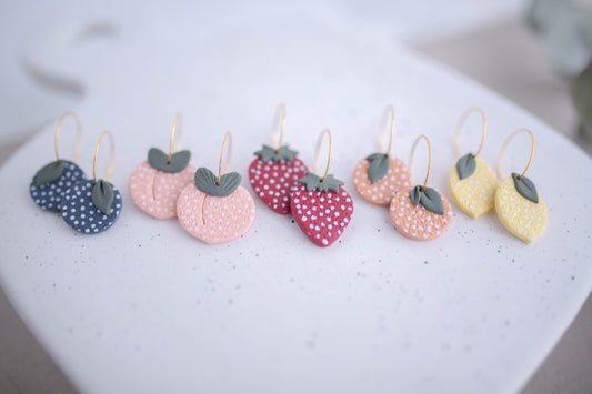Clay Earrings | Fruit Mini Hoops | Picnic Basket Collection