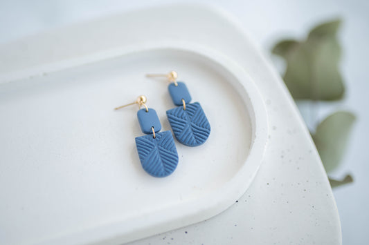 Clay Earrings | Indigo Geometric Dangles | Indigo Daydream Collection