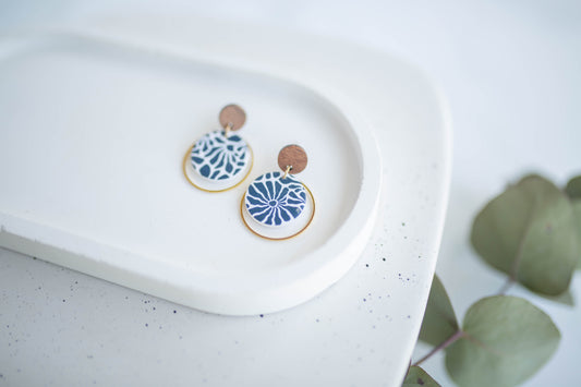 Clay Earrings | Floral Dainty Dangles | Indigo Daydream Collection