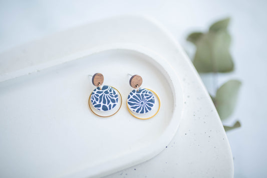 Clay Earrings | Floral Dainty Dangles | Indigo Daydream Collection