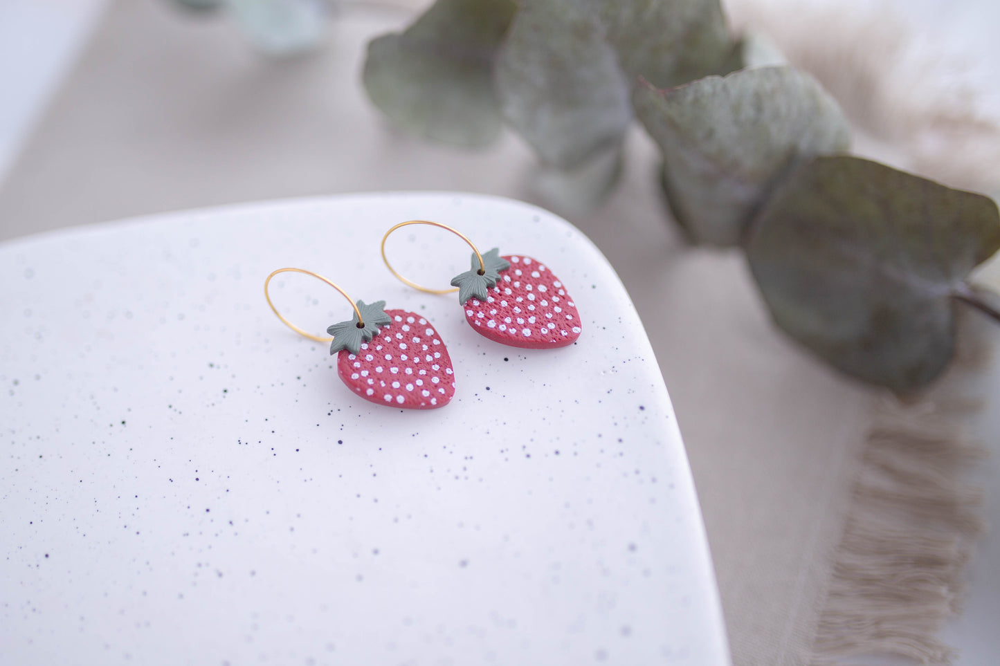 Clay Earrings | Fruit Mini Hoops | Picnic Basket Collection