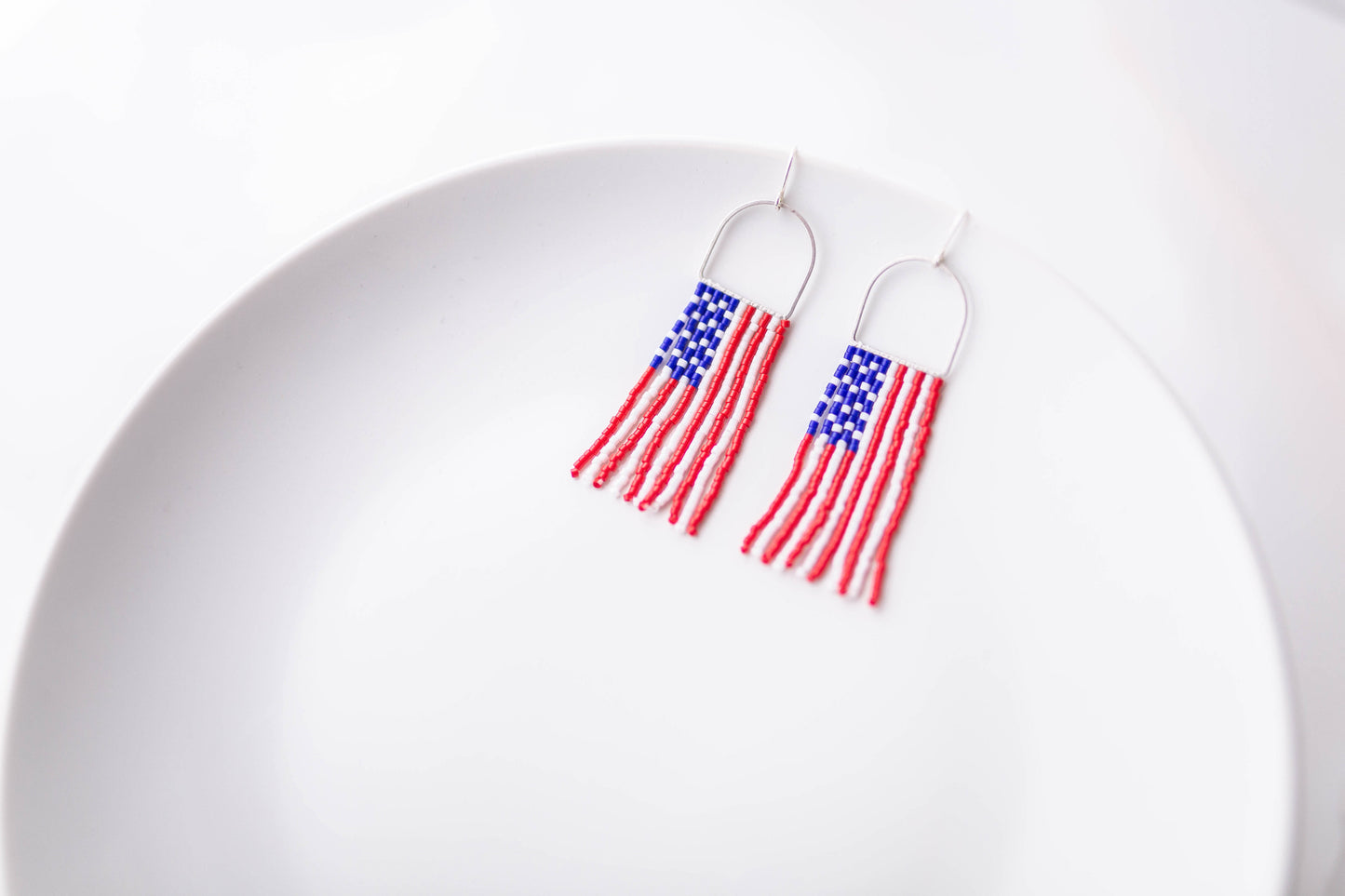 Beaded earrings | USA fringe | Patriotic Collection