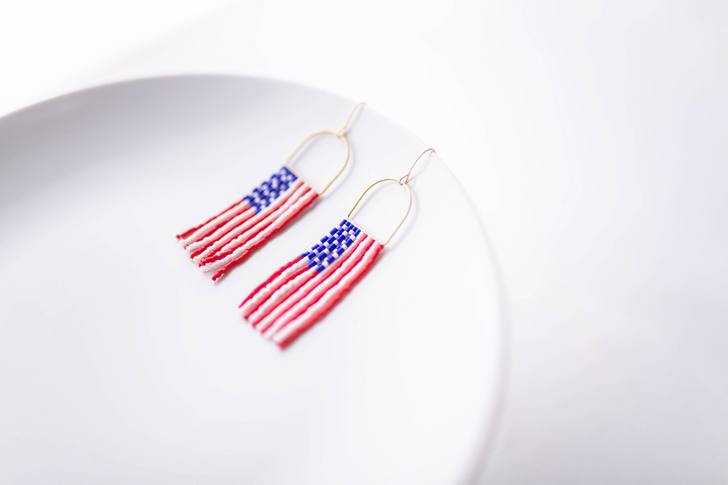 Beaded earrings | USA fringe | Patriotic Collection