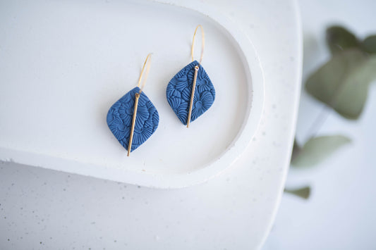 Clay Earrings | Indigo Floral Hoops | Indigo Daydream Collection