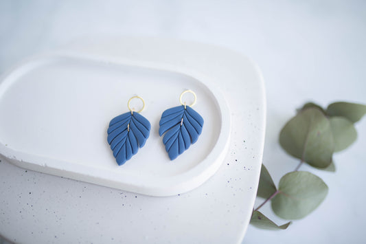 Clay Earrings | Indigo Leaf Dangles | Indigo Daydream Collection