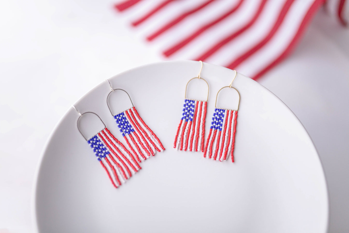 Beaded earrings | USA fringe | Patriotic Collection