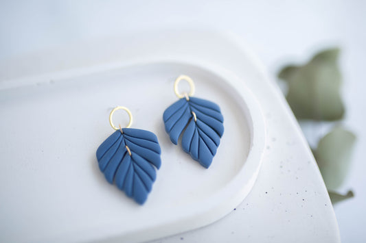 Clay Earrings | Indigo Leaf Dangles | Indigo Daydream Collection