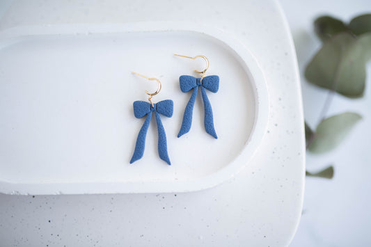 Clay Earrings | Indigo Bows | Indigo Daydream Collection