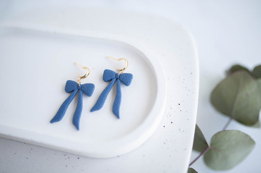 Clay Earrings | Indigo Bows | Indigo Daydream Collection