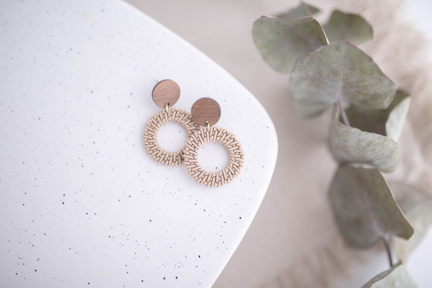Clay Earrings | Rattan Circles | Picnic Basket Collection