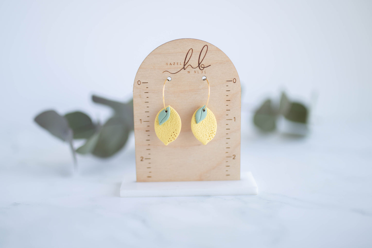 Clay Earrings | Sunshine Lemon Hoops | Indigo Daydream Collection