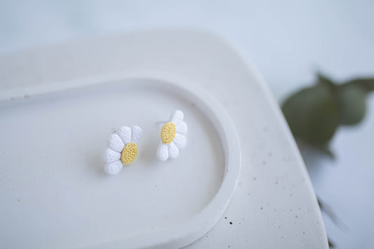 Clay Earrings | Sunshine Daisy Studs | Indigo Daydream Collection