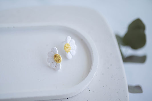 Clay Earrings | Sunshine Daisy Studs | Indigo Daydream Collection