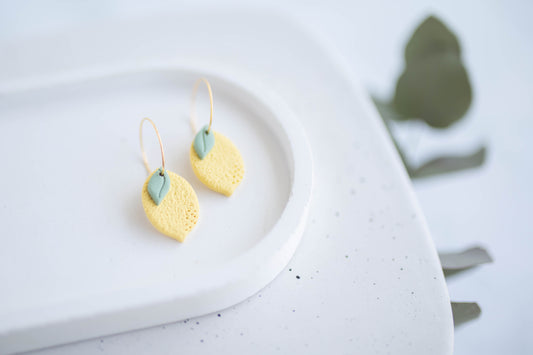 Clay Earrings | Sunshine Lemon Hoops | Indigo Daydream Collection