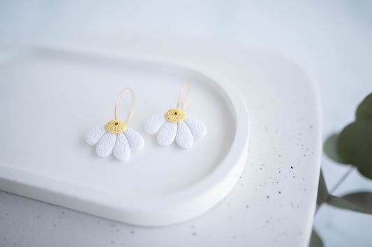 Clay Earrings | Sunshine Daisy Hoops | Indigo Daydream Collection