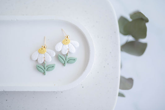 Clay Earrings | Sunshine Daisy Dangles | Indigo Daydream Collection