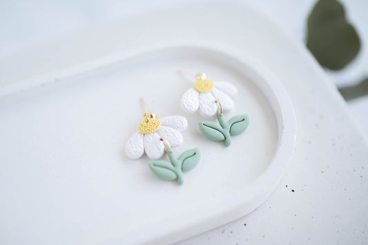 Clay Earrings | Sunshine Daisy Dangles | Indigo Daydream Collection