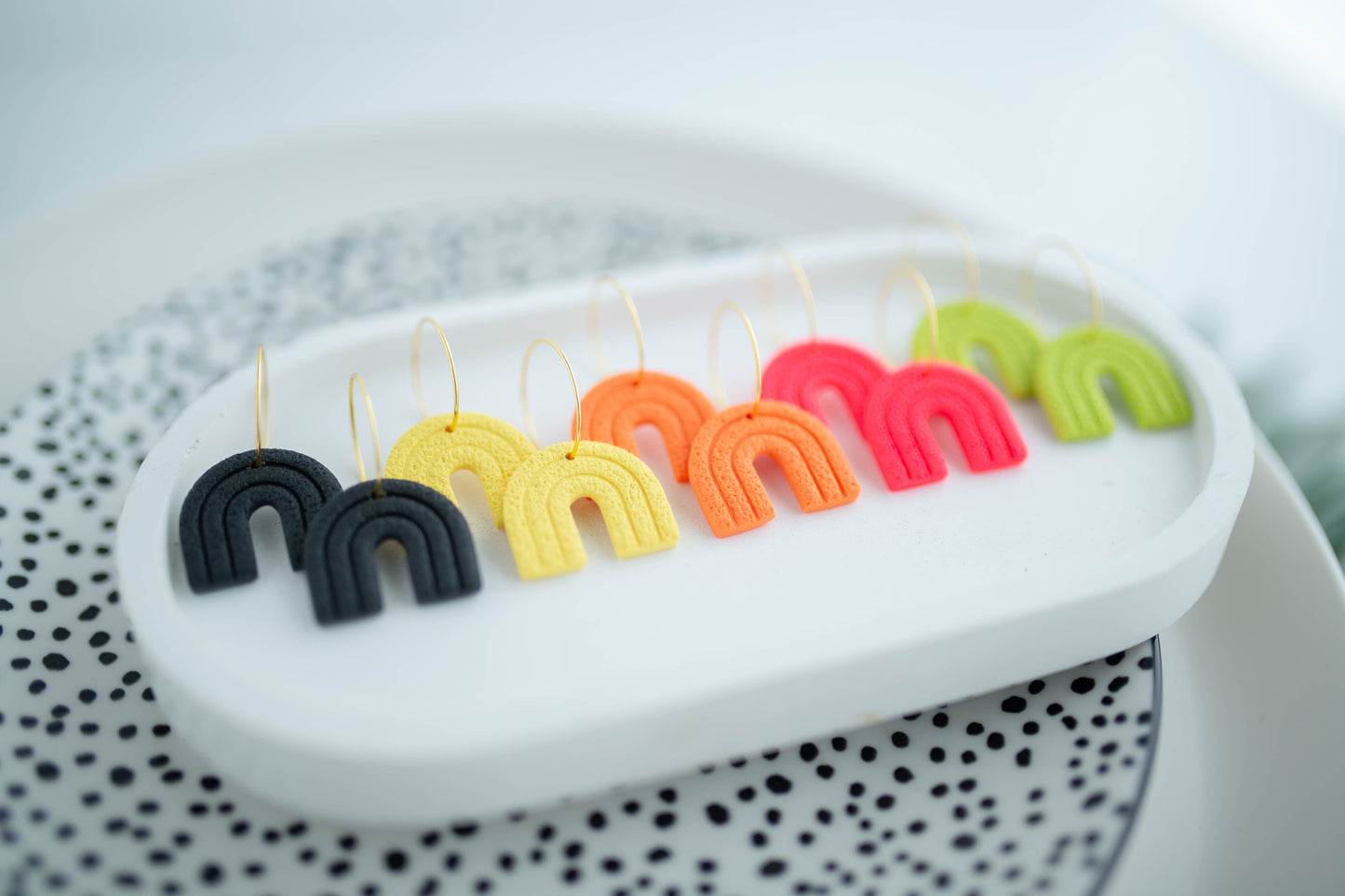 Clay Earrings | Mini Arch Hoop | Neon+Noir Collection