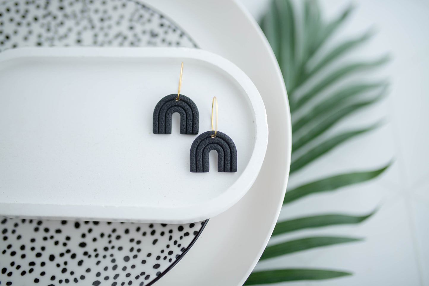 Clay Earrings | Mini Arch Hoop | Neon+Noir Collection