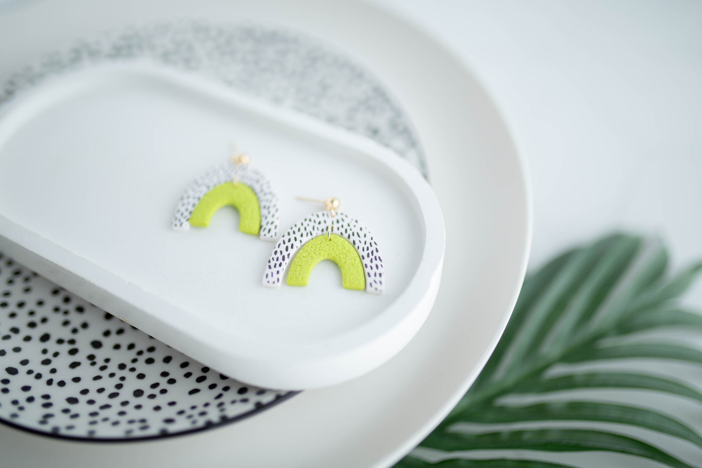 Clay Earrings | Polka Dot Double Arches | Neon+Noir Collection