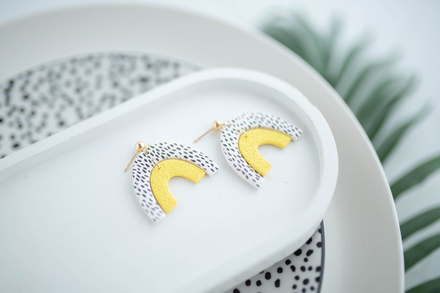 Clay Earrings | Polka Dot Double Arches | Neon+Noir Collection