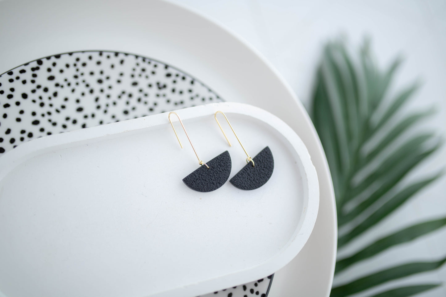 Clay Earrings | Semi Circle Drops | Neon+Noir Collection