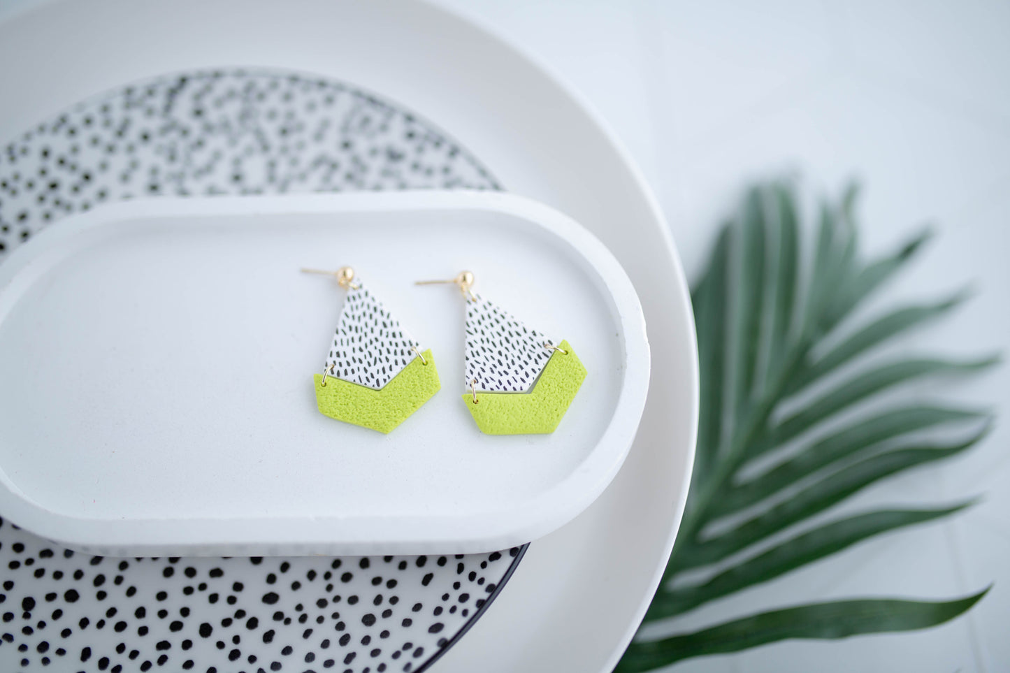 Clay Earrings | Polka Dot + Neon Dangles | Neon+Noir Collection