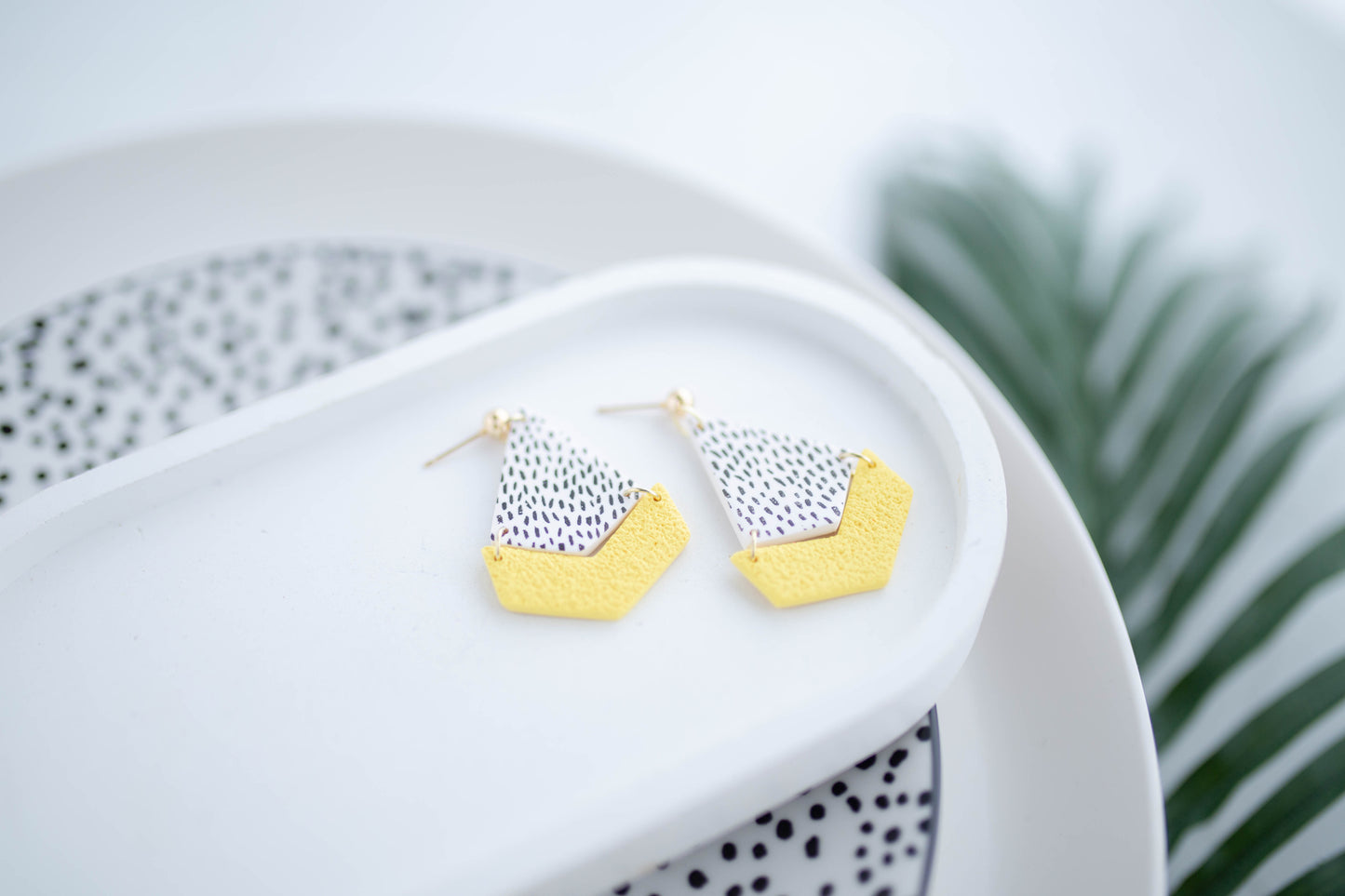 Clay Earrings | Polka Dot + Neon Dangles | Neon+Noir Collection