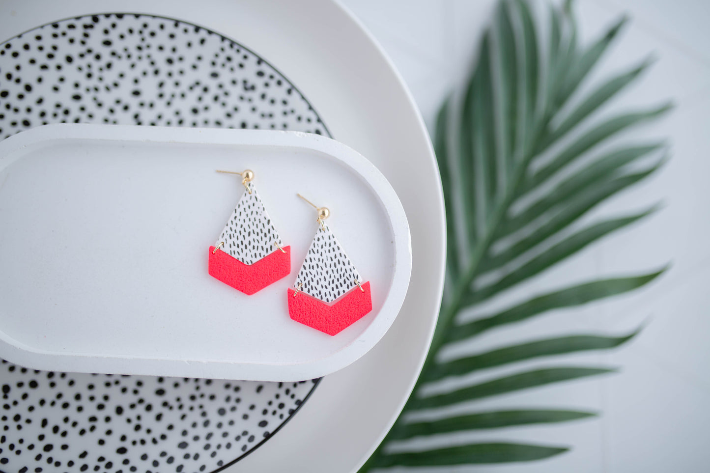 Clay Earrings | Polka Dot + Neon Dangles | Neon+Noir Collection