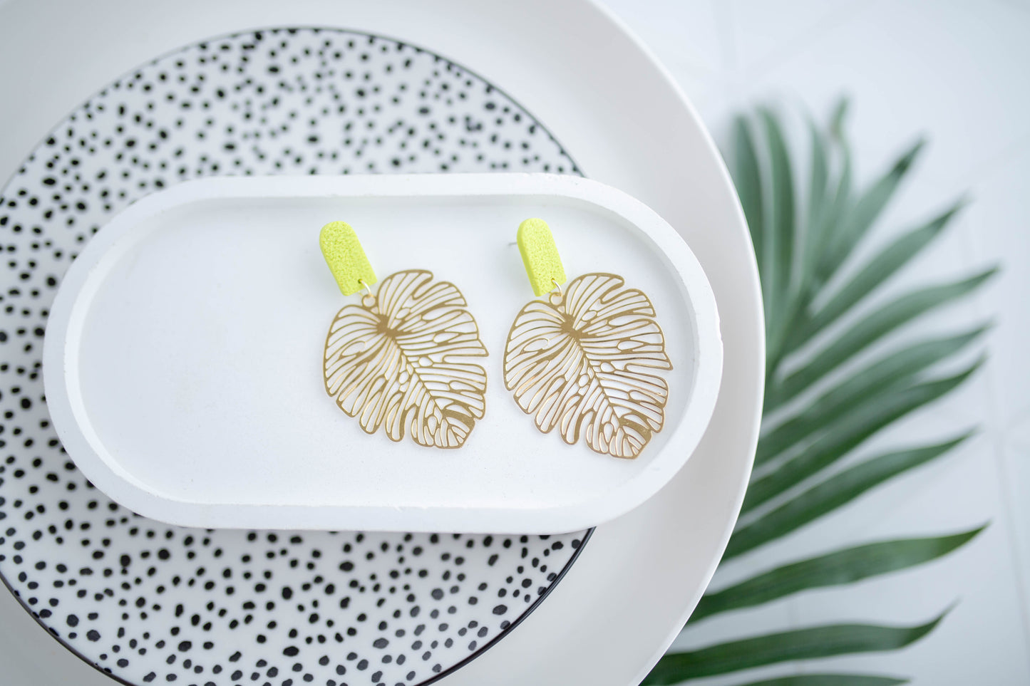 Clay Earrings | Beachy Leaves | Neon+Noir Collection