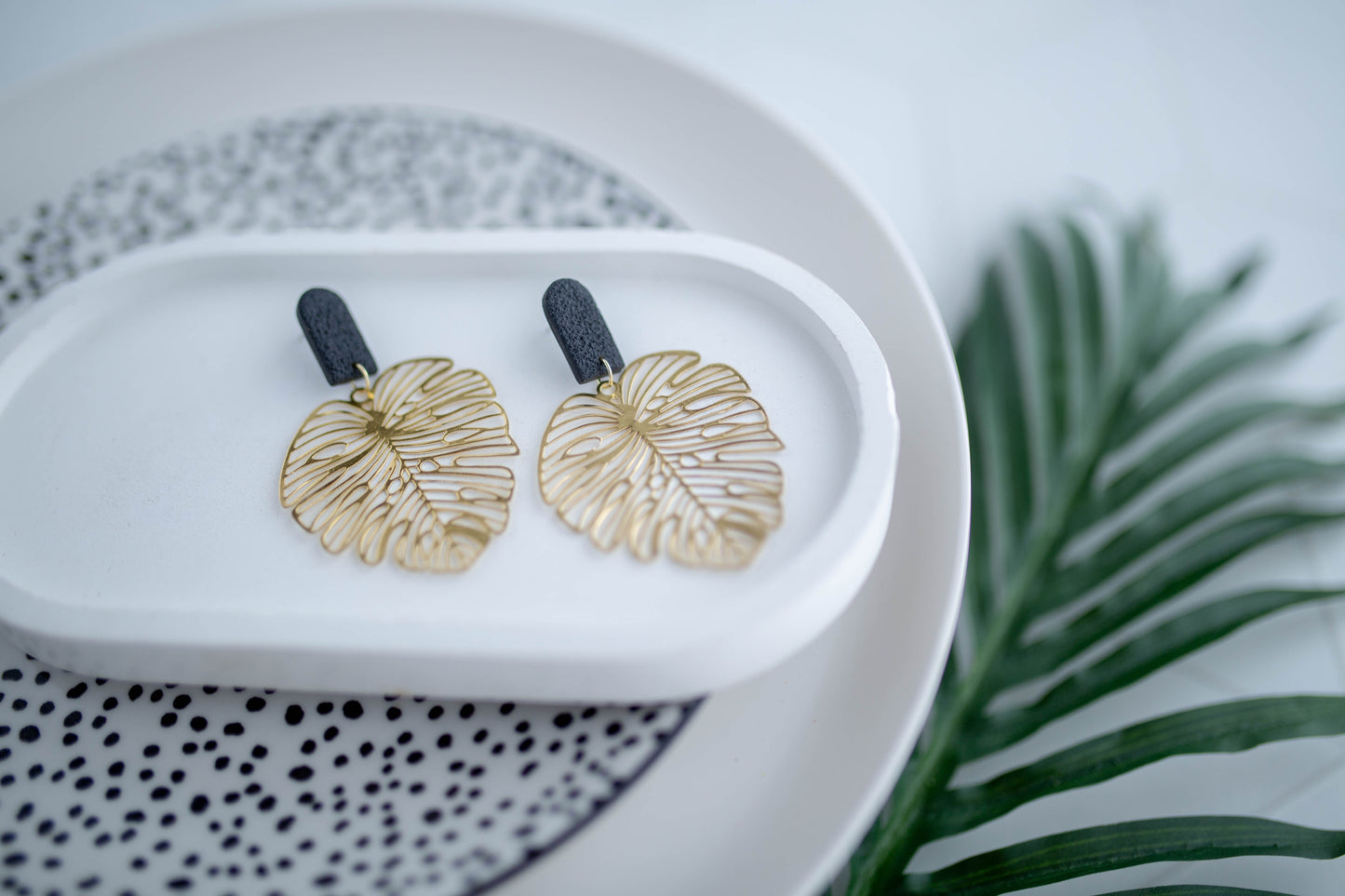 Clay Earrings | Beachy Leaves | Neon+Noir Collection