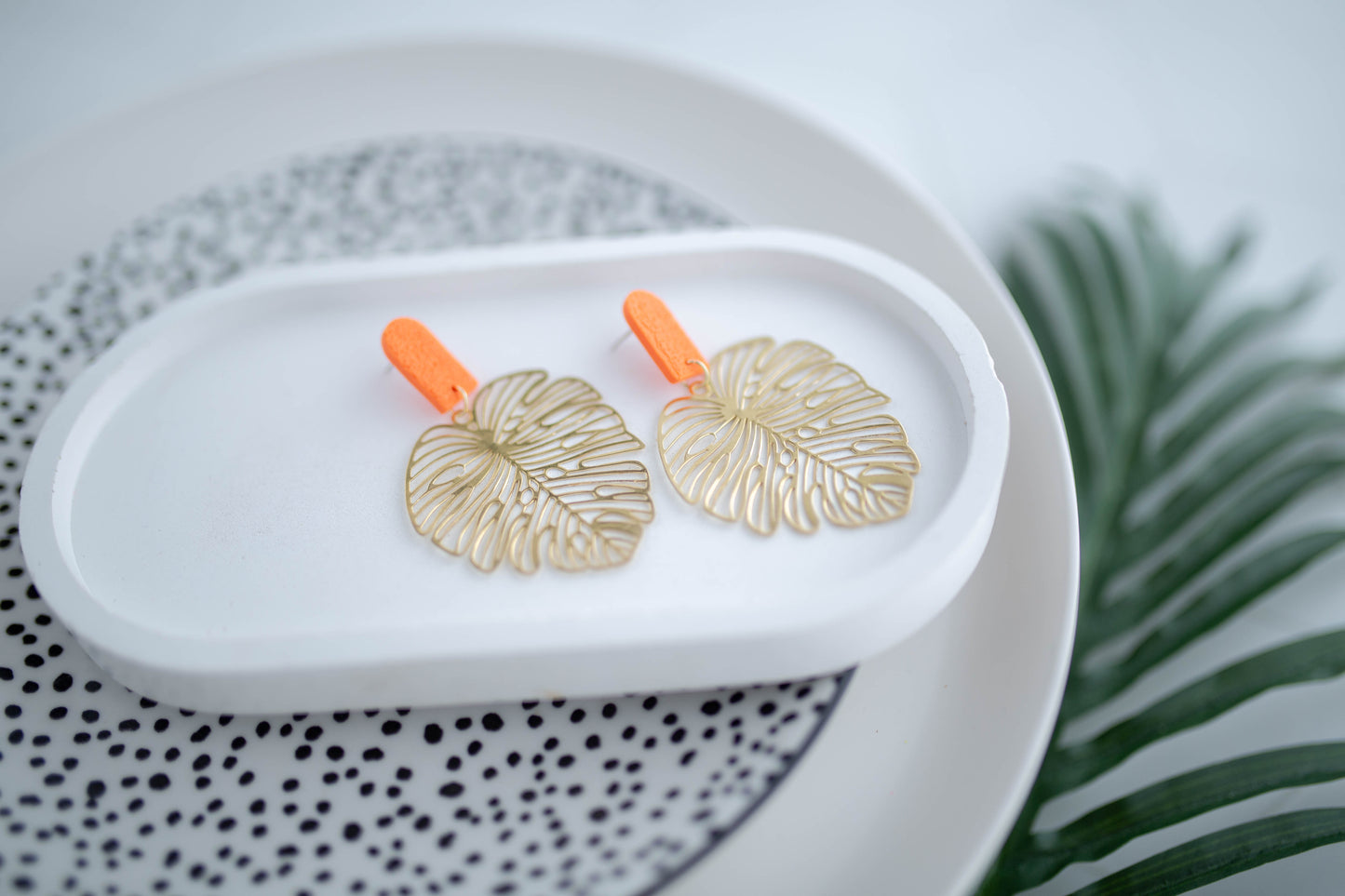 Clay Earrings | Beachy Leaves | Neon+Noir Collection