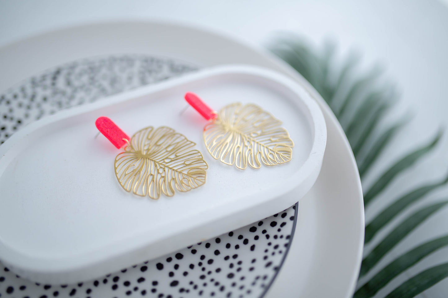 Clay Earrings | Beachy Leaves | Neon+Noir Collection