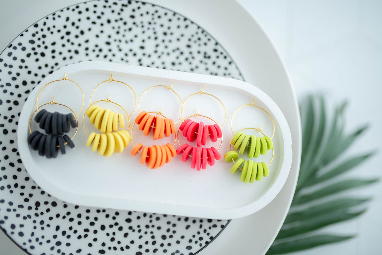 Clay Earrings | Beaded Hoops | Neon+Noir Collection