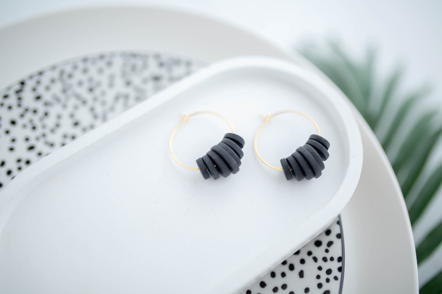 Clay Earrings | Beaded Hoops | Neon+Noir Collection